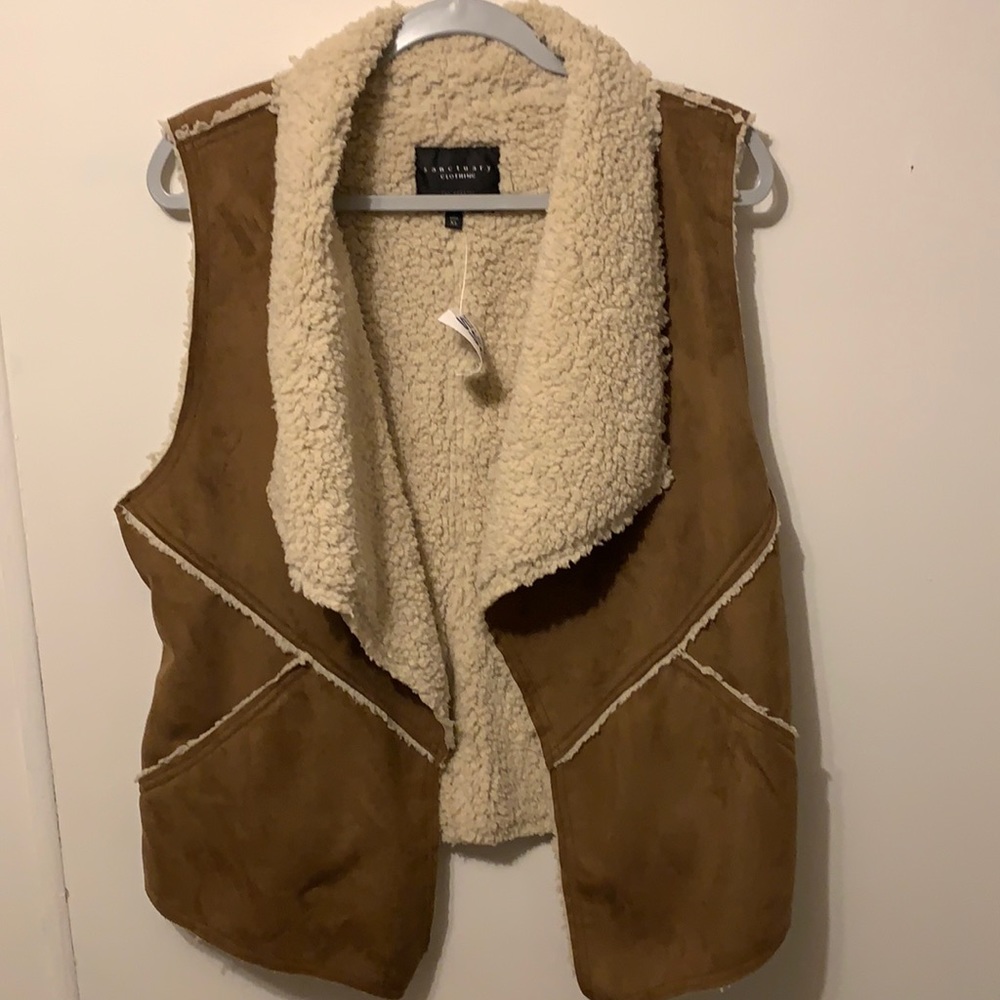 Suede and fleece vest